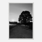 Mounted wooden framed poster of summer in the English Cotswolds, black and white travel collection, 15x20 cm print.