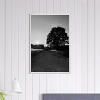 Mounted wooden framed poster of summer in the English Cotswolds, black and white travel collection print, 15x20 cm.