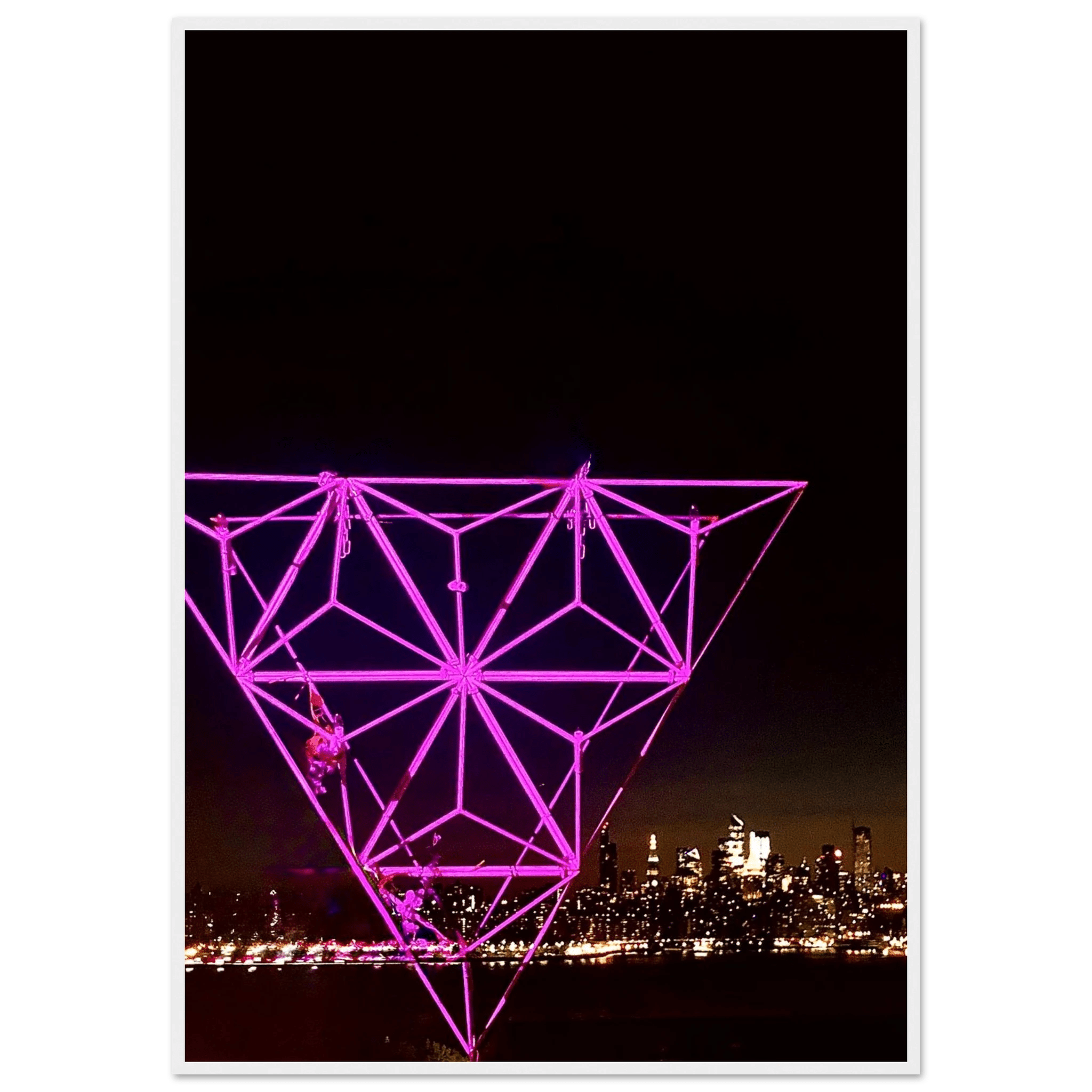 Framed print of New York City holiday art featuring a Manhattan night view with Empire State Building, part of the Studio Edition Travel Collection.