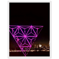 Framed NYC holiday art print featuring Manhattan night view with Empire State Building, purple hues, part of travel collection.