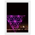 Framed poster of Manhattan at night featuring the Empire State Building, part of the New York City Holiday Purple Art Installation collection.