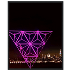 Framed print of New York City holiday art featuring a vibrant Manhattan night view with Empire State Building, part of the Travel Collection.