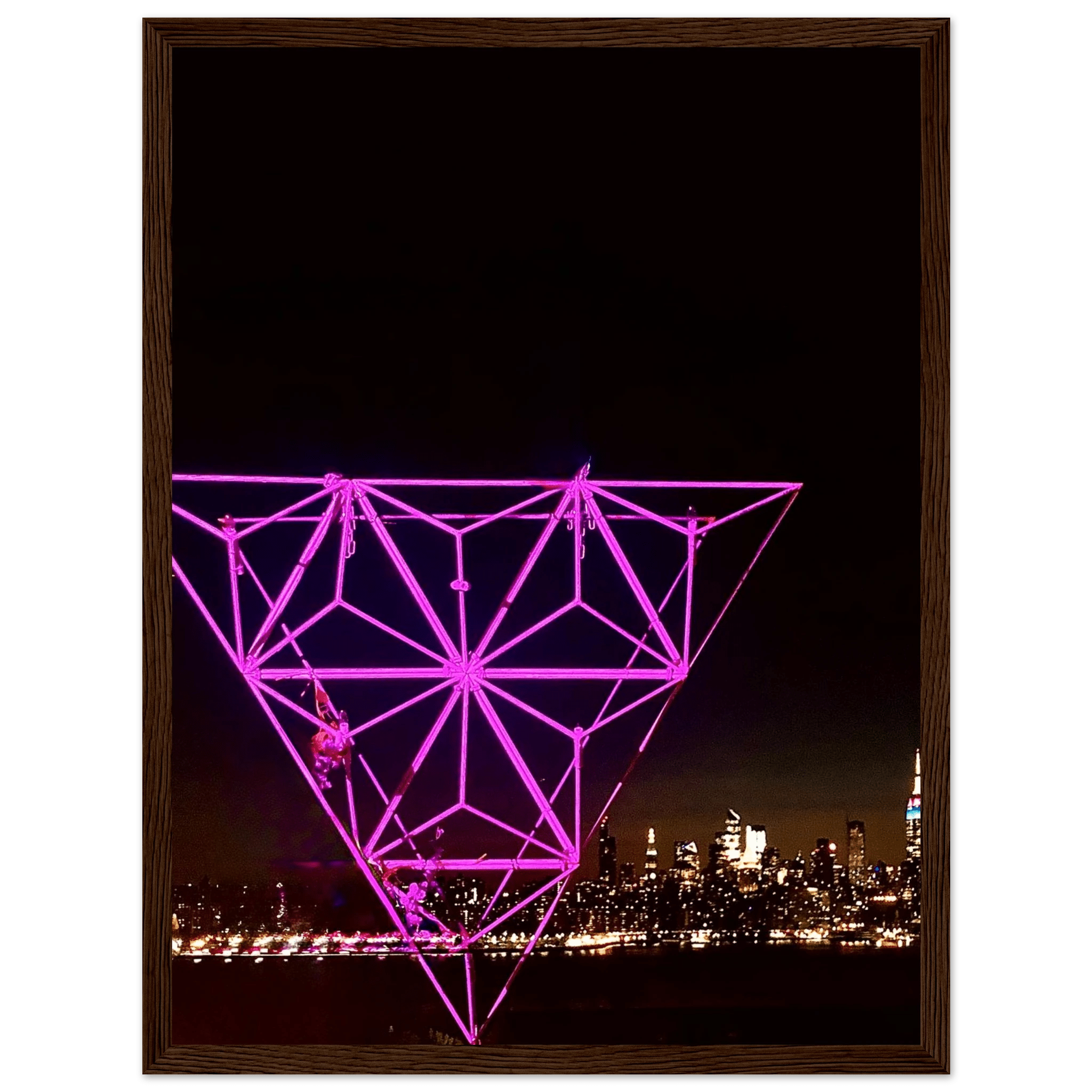 Framed print of New York City holiday art featuring a purple Manhattan night view with Empire State Building, from My Store's travel collection.