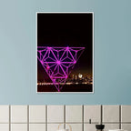 Framed New York City holiday art print featuring a purple Manhattan night view with Empire State Building, part of the Travel Collection.