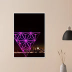 Framed print of Manhattan night view with Empire State Building in New York City holiday purple art installation, travel collection.