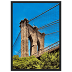 Framed NYC Brooklyn Bridge poster with Dumbo view, 15x20 cm print on white frame, part of the Studio Edition travel collection.