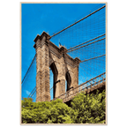 Framed NYC Brooklyn Bridge poster featuring a stunning Dumbo view, 15x20cm print with white frame, part of travel collection.