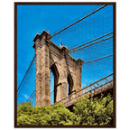 Framed NYC Brooklyn Bridge poster featuring a Dumbo view, 15x20 cm print with white frame from the Travel Collection.