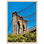 Framed NYC Brooklyn Bridge poster in white frame, featuring a stunning Dumbo view from the Studio Edition print collection.