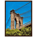 Framed NYC Brooklyn Bridge poster with Dumbo view, 15x20 cm print on white frame, part of the travel collection.