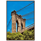 Framed NYC Brooklyn Bridge print by My Store, 15x20 cm, featuring a stunning Dumbo view in a white frame for year-round summer vibes.