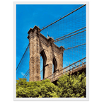 Framed NYC Brooklyn Bridge print featuring a Dumbo view, 15x20 cm, white frame, part of the Travel Collection studio edition.