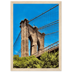 Framed NYC Brooklyn Bridge poster featuring Dumbo view, 15x20 cm print with white frame, part of travel collection.