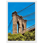 Framed NYC Brooklyn Bridge poster from My Store, featuring a stunning Dumbo view, 15x20 cm print with white frame, travel collection.