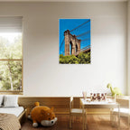 Framed NYC Brooklyn Bridge poster featuring a Dumbo view, 15x20cm print with white frame, part of the Studio Edition Travel Collection.