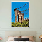Framed NYC Brooklyn Bridge poster by My Store, 15x20 cm print with white frame, featuring a stunning Dumbo view of the Brooklyn Bridge.