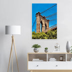Framed print of Brooklyn Bridge in Dumbo with white frame, showcasing a scenic NYC view from the Travel Collection.