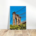Framed NYC Brooklyn Bridge poster featuring a Dumbo view, 15x20 cm print with white frame, from the My Store Travel Collection.