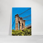 Framed NYC Brooklyn Bridge poster featuring a stunning Dumbo view, 15x20 cm print with white frame from My Store's travel collection.