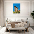 Framed NYC Brooklyn Bridge poster featuring a Dumbo view, printed on high-quality material with a white 6x8 inch frame.
