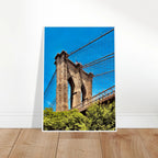 Framed NYC Brooklyn Bridge poster featuring Dumbo view, 15x20 cm print with white frame from My Store's travel collection.