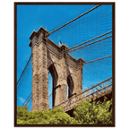 Framed NYC Brooklyn Bridge poster featuring a stunning Dumbo view, 15x20cm print with white frame, part of Travel Collection.