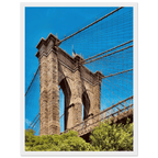 Framed print of NYC Brooklyn Bridge and Dumbo skyline, 15x20 cm, white frame, part of the Travel Collection Studio Edition.
