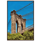Framed NYC Brooklyn Bridge poster featuring a stunning Dumbo view, 15x20 cm print with white frame from the Travel Collection.