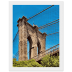 Framed NYC Brooklyn Bridge poster with Dumbo view in a white 15x20 cm frame, part of the Studio Edition travel collection.