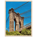 Framed NYC Brooklyn Bridge poster featuring Dumbo view, 15x20 cm print with white frame, part of the travel collection.