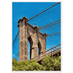 Framed NYC Brooklyn Bridge poster from My Store featuring a stunning Dumbo view, 15x20 cm print with a white frame.