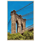 Framed NYC Brooklyn Bridge poster featuring a Dumbo view, 15x20 cm print with white frame, part of the Studio Edition Travel Collection.
