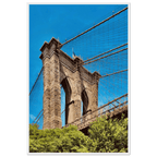 Framed NYC Brooklyn Bridge poster featuring a Dumbo view, 15x20 cm print with white frame, part of the Studio Edition travel collection.