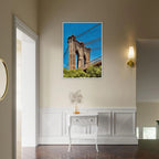 Framed NYC Brooklyn Bridge poster featuring a Dumbo view, 15x20 cm print with white frame from the Travel Collection.