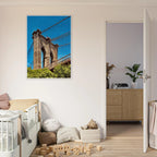Framed NYC Brooklyn Bridge poster featuring Dumbo view, 15x20 cm print with white frame, from My Store's travel collection.