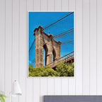 Framed NYC Brooklyn Bridge poster featuring a stunning Dumbo view, 15x20 cm print with white frame from My Store's travel collection.