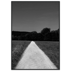 Black and white framed poster on semi-glossy paper featuring a summer road scene from the Timeless Chic Travel Collection.