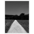 Black and white framed poster of a summer road scene on premium semi-glossy paper, part of the Studio Edition travel collection.