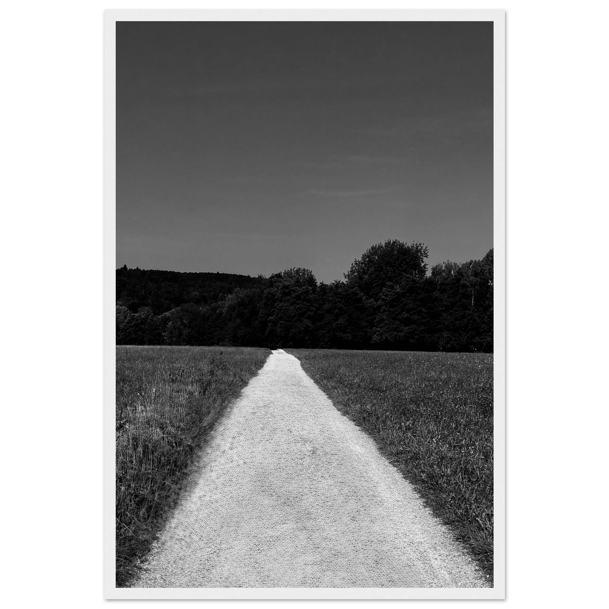 Black and white wooden framed poster titled "Summer Road" from the Travel Collection, featuring a stylish travel scene on premium semi-glossy paper.