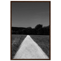 Semi-glossy paper wooden framed poster of a summer road scene from the black and white travel collection, 15x20 cm.