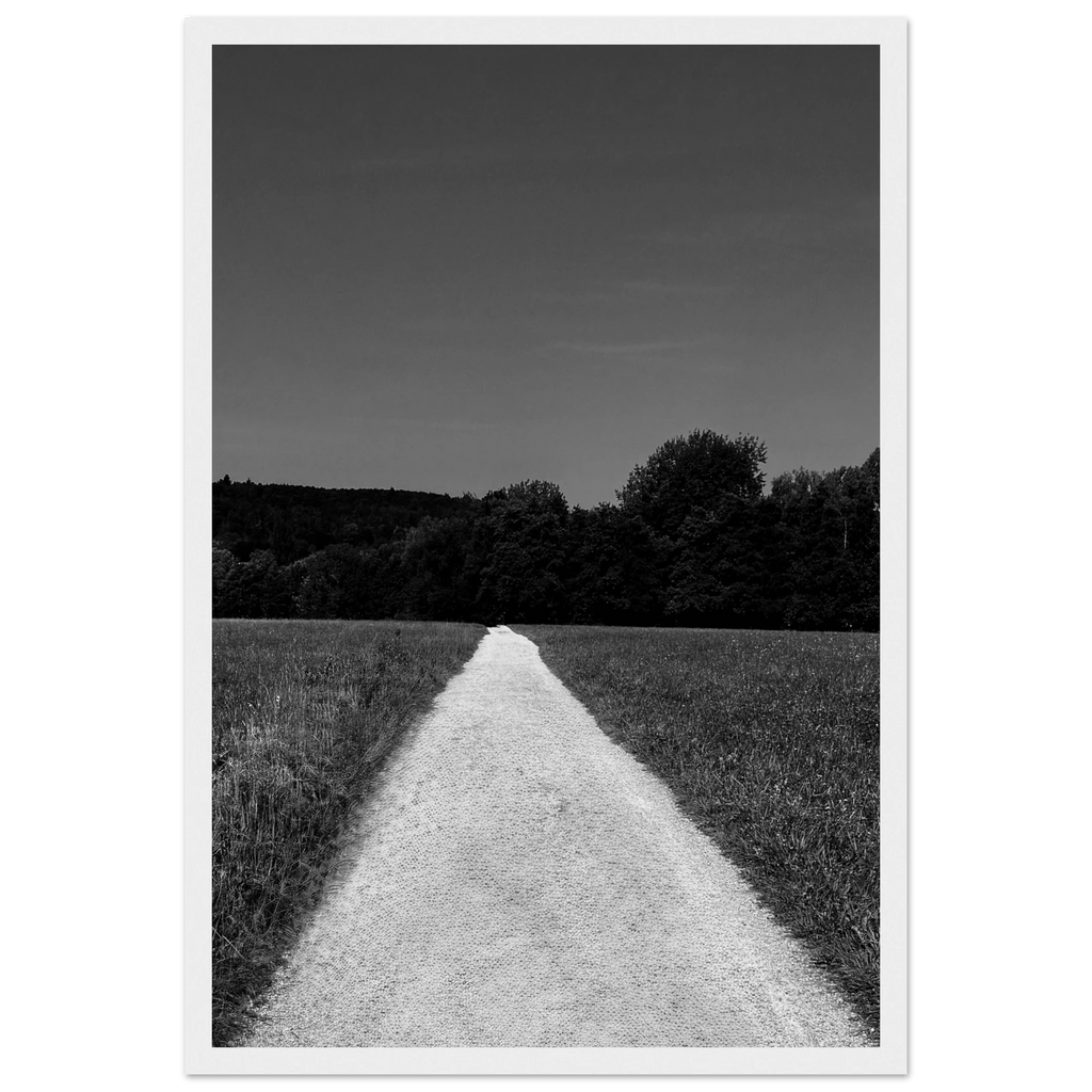 Black and white framed poster of a summer road scene on semi-glossy paper, part of the Studio Edition Travel Collection.