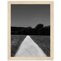 Wooden framed poster of a summer road scene on semi-glossy paper, part of the black and white travel collection.