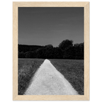 Wooden framed poster of a summer road scene on semi-glossy paper, part of the black and white travel collection.