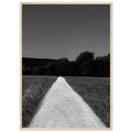 Black and white framed poster titled “Summer Road” on premium semi-glossy paper, showcasing a travel scene in a stylish wooden frame.