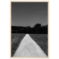 Black and white framed poster of a summer road scene on premium semi-glossy paper, part of the Travel Collection Studio Edition.