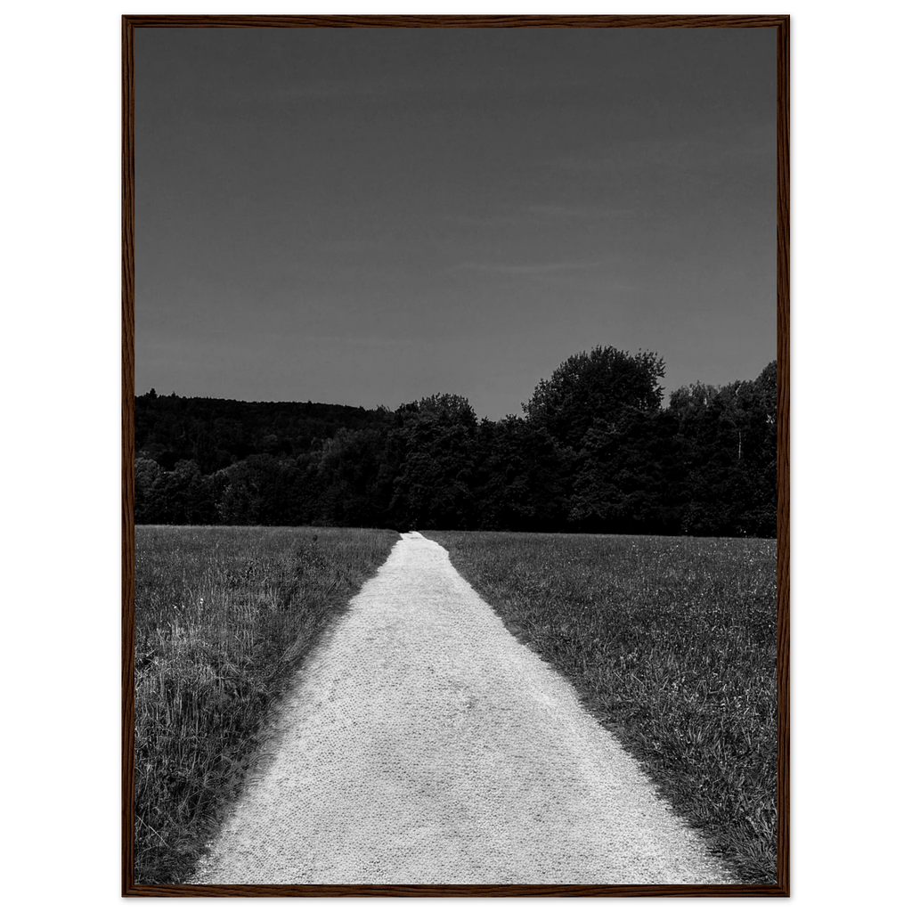 Black and white framed poster of a summer road scene on premium semi-glossy paper, part of the Travel Collection by My Store.