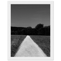 Black and white framed poster featuring a summer road scene on premium semi-glossy paper from the Travel Collection.
