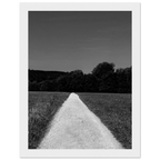 Black and white framed poster featuring a summer road scene on premium semi-glossy paper from the Travel Collection.