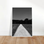 Black and white framed poster of Summer Road from the Travel Collection on premium semi-glossy paper, measuring 15x20 cm.