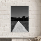 Black and white framed poster of a summer road scene from the Travel Collection on premium semi-glossy paper, 15x20 cm.